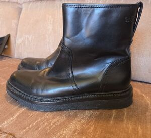 Coach Authentic Harvey Mens 7.5D Black Leather Shearling Lined Ankle Boots